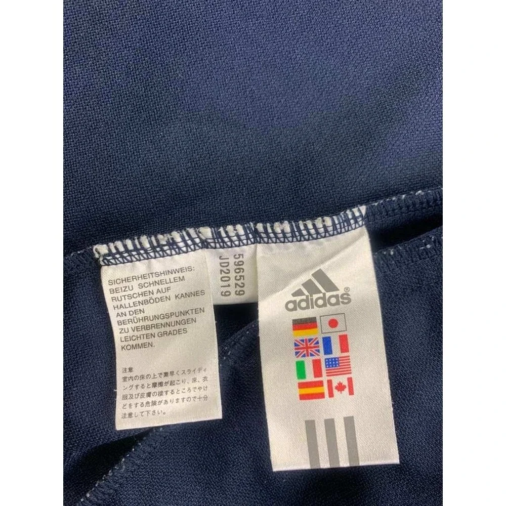 Y2k Adidas Track Jacket Men M Blue Orange Stripe Multi Logo Drawstring Made 2008